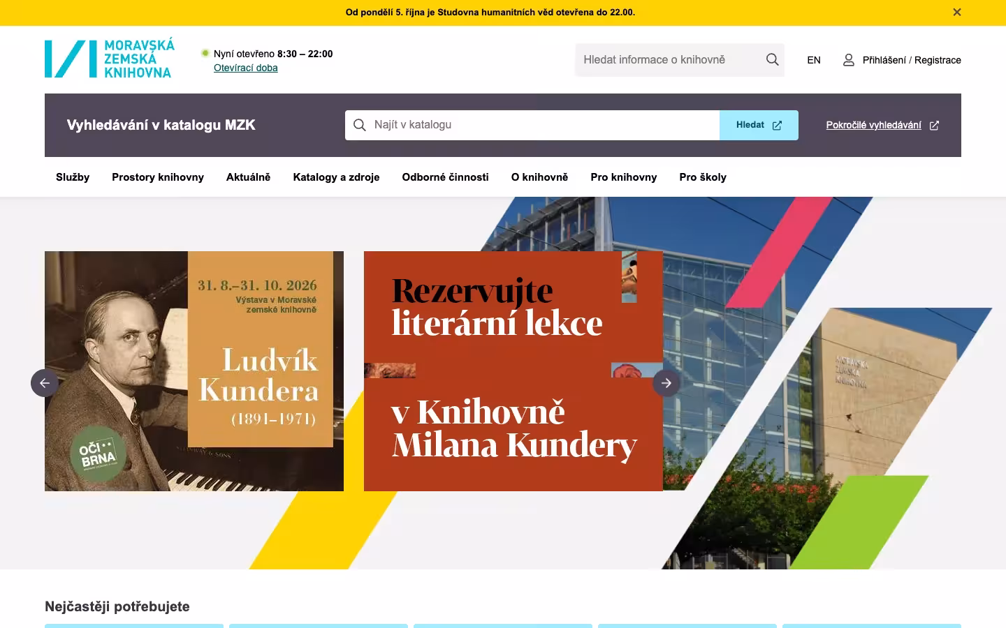 Moravian Library, homepage